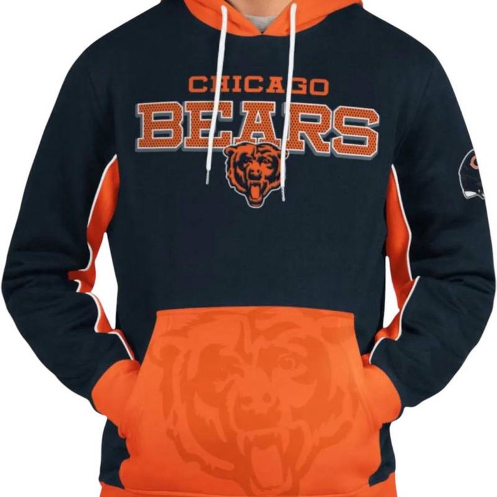 Chicago Bears Men's Navy & Orange Pullover Hoodie- NWT